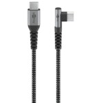 USB-C™ to USB-A Textile Cable with Metal Plugs (Space Grey/Silver), 90°, 1 m, 1 m, black, grey - elegant and extra-robust USB connection cable with