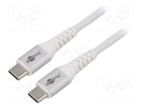 USB-C™ to USB-C™ Textile Cable with Metal Plugs, 3 m, white, 3 m, white - elegant and extra-robust connection cable for devi