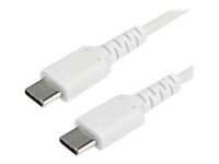 StarTech.com 1m USB C Charging Cable, Durable Fast Charge & Sync USB 2.0 Type C to USB C Laptop Charger Cord, TPE Jacket Aramid Fiber M/M 60W White, Samsung S10, S20 iPad Pro MS Surface - Heavy Duty and Rugged USB Type-C kabel 1m Hvid
