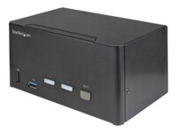 StarTech.com 2 Port Triple Monitor DisplayPort KVM , 4K 60Hz UHD HDR, Desktop 4K DP 1.2 KVM 2 Port USB 3.0 Hub (5Gbps) & 4x USB 2.0 HID Ports, Audio, Hotkey ing, TAA - /Video/Mouse (SV231TDPU34K) KVM / audio-switch Desktop