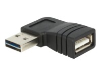 Delock Adapter EASY-USB 2.0-A male > USB 2.0-A female angled left / right USB gender changer Sort