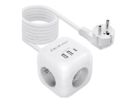 Qoltec Stikdåse 3-stik 16A Hvid 2m
