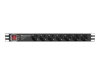 Lanberg PDU-PRO-07F-0200-BK Strømfordelingsenhed 7-stik 16A Sort 2m