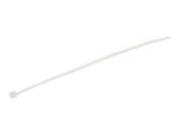 StarTech.com 15cm(6') Cable Ties, 3mm(1/8') wide, 39mm(1-3/8') Bundle Diameter, 18kg(40lb) Tensile Strength, Nylon Self Locking Zip Ties with Curved Tip, 94V-2/UL Listed, 100 Pack, White - Nylon 66 Plastic - TAA (CBMZT6N) 15.24cm Hvid