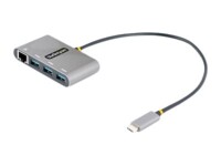 StarTech.com 3-Port USB-C Hub with Ethernet, 3x USB-A Ports, Gigabit Ethernet, USB 3.0 5Gbps, Bus-Powered, USB Type-C Hub w/ GbE and 1ft/30cm Long Cable, Portable USB-C to USB-A Laptop Hub - USB Expansion Hub (HB30C3A1GEA2) Grå
