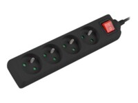 Lanberg PS1-04E-0150-BK Stikdåse 4-stik 10A Sort 1.5m