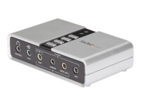 StarTech.com 7.1 USB Sound Card - External Sound Card for Laptop SPDIF Digital Audio - Sound Card for PC - Silver (ICUSBAUDIO7D) USB 2.0 Ekstern