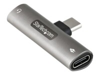 StarTech.com USB C Audio & Charge Adapter, USB-C Audio Adapter w/ 3.5mm TRRS Headphone/Headset Jack and 60W USB Type-C Power Delivery Pass-through Charger, For USB-C Phone/Tablet/Laptop - USB-C to Audio & Charging (CDP235APDM) USB-C Dockingstation
