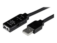 StarTech.com 15m USB 2.0 Active Extension Cable - M/F - 15 meter USB 2.0 Repeater Cable Cord - USB A Male to USB A Female - 15 m, Black (USB2AAEXT15M) USB forlængerkabel 15m Sort