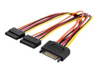 ASSMANN 15 pin Serial ATA strøm (male) - 15 pin Serial ATA strøm (female) Sort Orange Rød Gul 30cm Strøm-splitter