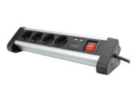 DIGITUS DA-70614 Stikdåse 4-stik 16A Sort Sølv 1.5m