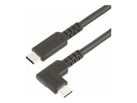 StarTech.com 1.6ft (50cm) Rugged Right Angle USB-C Cable, USB 3.2 Gen 2 (10 Gbps), USB C to C Data Transfer Cable, 4K 60Hz DP Alt Mode, 100W Power Delivery - 90 Degree USB-C Cable (RUSB31CC50CMBR) USB Type-C kabel 50cm Sort