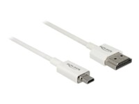 Delock Slim High Quality HDMI-kabel med Ethernet 2m Hvid