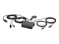 StarTech.com 2-Port Hybrid USB-C HDMI Cable KVM Switch, 4K 60Hz, Compact KVM with 6ft/1.8m USB-A/HDMI/Audio & 4ft/1.2m USB-C Integrated Host Cables, Bus Powered - Remote Push Button/Hotkey Switching (C2-H46-UAC-CBL-KVM) KVM / audio / USB switch