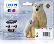 Epson 26 Multipack Sort Gul Cyan Magenta Blæk C13T26164010