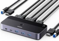 Przelacznik Ugreen Przelacznik KVM UGREEN CM664 switch 3xUSB-A,2xUSB-B,2xUSB-C,3xHDMI,micro USB czarny