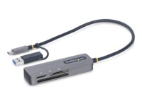 StarTech.com USB 3.0 Multi-Media Memory Card Reader, SD/microSD/CompactFlash Card Reader, Portable USB 5Gbps Card Adapter, External USB-C Card Reader with Attached USB-A Adapter - Works with Any Operating System (FCREADMICRO3V2) Kortlæser USB 3.0/USB-C