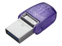 Kingston DataTraveler microDuo 3C 128GB USB 3.2 Gen 1 / USB-C USB stick Lilla Transparent