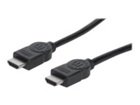 Manhattan HDMI Cable with Ethernet, 1080p@60Hz (High Speed), 10m, Male to Male, Black, Fully Shielded, Gold Plated Contacts, Lifetime Warranty, Polybag HDMI-kabel med Ethernet 10m Sort