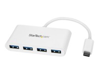StarTech.com 4 Port USB C Hub 4x USB-A (USB 3.0 SuperSpeed 5Gbps) - USB Bus Powered - Portable/Laptop USB Type-C Adapter Hub - White (HB30C4ABW) Hub 4 porte USB