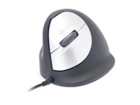 R-Go HE Mouse Ergonomisk mus, Medium (165-195mm), Venstre, Med kabel Kabling Sort Sølv