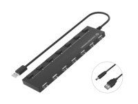Conceptronic HUBBIES08B HUBBIES 7-Port USB 2.0 Hub, USB 2.0, USB 2.0, 480 Mbit/s, Black, 0.9 m, Chin