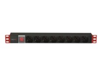 TECHly Professional I-CASE STRIP-81UD Strømfordelingsenhed 8-stik 16A Sort Rød 3m