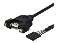 StarTech.com 1 ft Panel Mount USB Cable - USB A to Motherboard Header Cable Adapter F/F - USB 2.0 internal Cable (USBPNLAFHD1) USB intern til ekstern kabel 30cm Sort