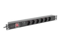 Lanberg Strømfordelingsenhed 6-stik 16A Sort 2m