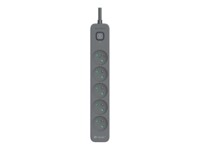 Tracer PowerLine + Stikdåse 5-stik 16A Grå 1.8m