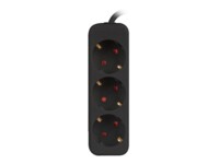 Lanberg Stikdåse 3-stik 10A Sort 1.5m