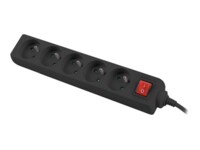 Lanberg Stikdåse 5-stik 10A Sort 1.5m