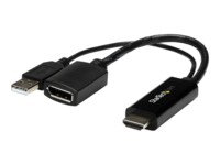 StarTech.com 4K 30Hz HDMI to DisplayPort Video Adapter w/ USB Power - 6 in - HDMI 1.4 (Male) to DP 1.2 (Female) Active Monitor Converter (HD2DP) Videoadapterkabel 25.5cm Sort