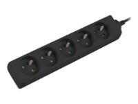 Lanberg Stikdåse 5-stik 10A Sort 3m