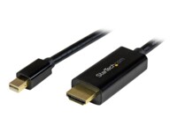 StarTech.com 6ft Mini DisplayPort to HDMI Cable - 4K 30hz Monitor Adapter Cable - mDP PC or Macbook to HDMI Display (MDP2HDMM2MB) Videoadapterkabel 2m Sort