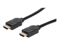 Manhattan HDMI Cable with Ethernet, 4K@60Hz (Premium High Speed), 3m, Male to Male, Black, Ultra HD 4k x 2k, Fully Shielded, Gold Plated Contacts, Lifetime Warranty, Polybag HDMI-kabel med Ethernet 3m Sort