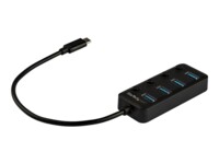 StarTech.com 4 Port USB C Hub, USB-C to 4x USB 3.0 Type-A Ports with Individual On/Off Port Switches, SuperSpeed 5Gbps USB 3.1/3.2 Gen 1, USB Bus Powered, Portable, 10' Attached Cable - Windows/macOS/Linux (HB30C4AIB) Sort
