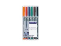 STAEDTLER Lumocolor Markør Sort Blå Brun Grøn Orange Rød