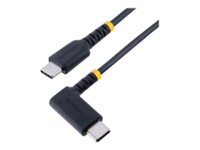 StarTech.com 6ft (2m) USB C Charging Cable Right Angle, 60W PD 3A, Heavy Duty Fast Charge USB-C Cable, USB 2.0 Type-C, Durable and Rugged Aramid Fiber, S20/iPad/Pixel - High Quality USB Charging Cord (R2CCR-2M-USB-CABLE) USB Type-C kabel 2m Sort