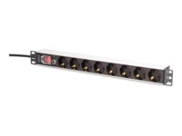 DIGITUS Stikdåse 8-stik 16A Sort 2m