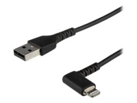 StarTech.com 6ft (2m) Durable USB A to Lightning Cable, Black 90° Right Angled Heavy Duty Rugged Aramid Fiber USB Type A to Lightning Charging/Sync Cord, Apple MFi Certified, iPhone 12 Pro - iPhone 7/8/11/11 Pro Lightning-kabel 2m Sort