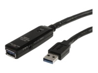 StarTech.com 32.8 ft Active USB 3.0 Extension Cable with AC Power Adapter - Shielded - Male to Female USB USB 3.1 Gen 1 Type A (5Gbps) Extender (USB3AAEXT10M) USB forlængerkabel 10m Sort