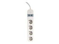 Gembird TSL-PS-S4U-01-W Smart strømstrip 4-stik 16A Hvid 1.5m