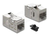 Delock Keystone Module coupler RJ45 jack to RJ45 jack Cat.6A with metal latch and clip shielded