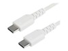 StarTech.com 1m USB C Charging Cable, Durable Fast Charge & Sync USB 2.0 Type C to USB C Laptop Charger Cord, TPE Jacket Aramid Fiber M/M 60W White, Samsung S10, S20 iPad Pro MS Surface - Heavy Duty and Rugged USB Type-C kabel 1m Hvid
