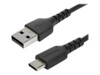 StarTech.com 1m USB A to USB C Charging Cable, Durable Fast Charge & Sync USB 2.0 to USB Type C Data Cord, Rugged TPE Jacket Aramid Fiber M/M 3A Black, Samsung S10, S20, iPad Pro, Pixel - Heavy Duty and Rugged USB Type-C kabel 1m Sort