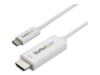 StarTech.com 3ft (1m) USB C to HDMI Cable, 4K 60Hz USB Type C to HDMI 2.0 Video Adapter Cable, Thunderbolt 3 Compatible, Laptop to HDMI Monitor/Display, DP 1.2 Alt Mode HBR2 Cable, White - 4K USB-C Video Cable (CDP2HD1MWNL) Videoadapterkabel 1m Hvid