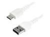 StarTech.com 2m USB A to USB C Charging Cable, Durable Fast Charge & Sync USB 2.0 to USB Type C Data Cord, Rugged TPE Jacket Aramid Fiber M/M 3A White, Samsung S10, S20, iPad Pro, Pixel - Heavy Duty and Rugged USB Type-C kabel 2m Hvid