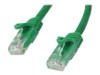 StarTech.com 2m CAT6 Cable - Green Snagless CAT 6 Wire - 100W RJ45 UTP 650MHz Category 6 Network Patch Cord UL/TIA (N6PATC2MGN) CAT 6 Ikke afskærmet parsnoet (UTP) 2m Patchkabel Grøn
