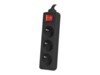 Lanberg PS1-03E-0300-BK Stikdåse 3-stik 10A Sort 3m